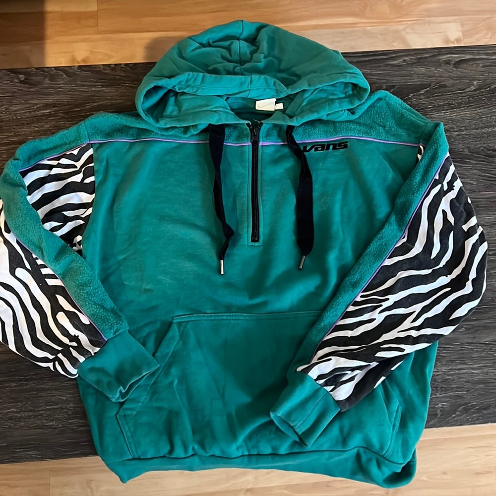 Vans Hoodie in Green and zebra print